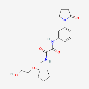 molecular formula C20H27N3O5 B2560920 N1-((1-(2-hydroxyethoxy)cyclopentyl)methyl)-N2-(3-(2-oxopyrrolidin-1-yl)phenyl)oxalamide CAS No. 2176270-82-7