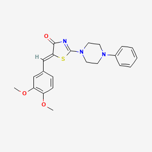 molecular formula C22H23N3O3S B2560921 (Z)-5-(3,4-dimethoxybenzylidene)-2-(4-phenylpiperazin-1-yl)thiazol-4(5H)-one CAS No. 842977-41-7