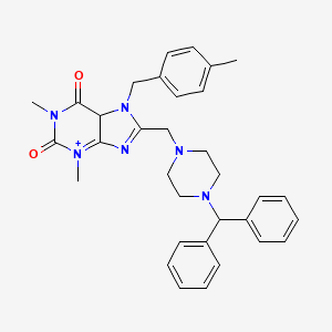 molecular formula C33H36N6O2 B2560935 8-{[4-(diphenylmethyl)piperazin-1-yl]methyl}-1,3-dimethyl-7-[(4-methylphenyl)methyl]-2,3,6,7-tetrahydro-1H-purine-2,6-dione CAS No. 851939-31-6