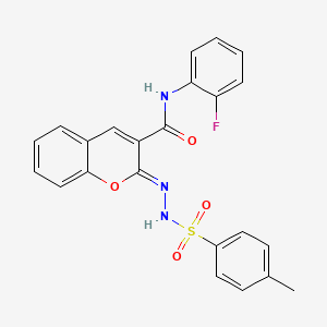 (Z)-N-(2-fluorophenyl)-2-(2-tosylhydrazono)-2H-chromene-3-carboxamide