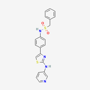 molecular formula C21H18N4O2S2 B2560942 1-phenyl-N-(4-(2-(pyridin-3-ylamino)thiazol-4-yl)phenyl)methanesulfonamide CAS No. 1798046-14-6