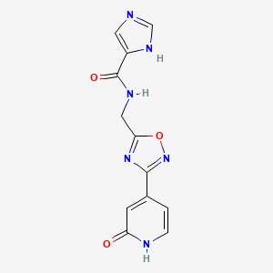molecular formula C12H10N6O3 B2560948 N-((3-(2-氧代-1,2-二氢吡啶-4-基)-1,2,4-恶二唑-5-基)甲基)-1H-咪唑-5-甲酰胺 CAS No. 2034368-81-3