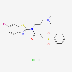 N-(3-(dimethylamino)propyl)-N-(6-fluorobenzo[d]thiazol-2-yl)-3-(phenylsulfonyl)propanamide hydrochloride