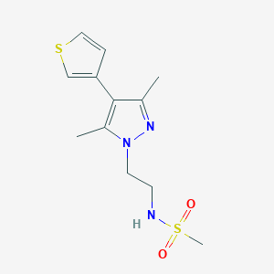 molecular formula C12H17N3O2S2 B2560959 N-(2-(3,5-dimethyl-4-(thiophen-3-yl)-1H-pyrazol-1-yl)ethyl)methanesulfonamide CAS No. 2034326-66-2