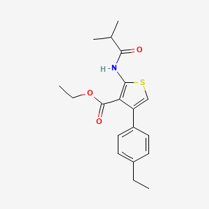 molecular formula C19H23NO3S B2560960 Ethyl 4-(4-ethylphenyl)-2-(2-methylpropanoylamino)thiophene-3-carboxylate CAS No. 692761-57-2