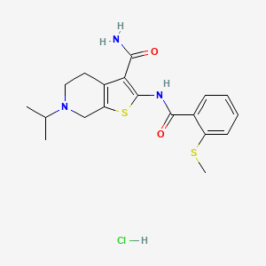 molecular formula C19H24ClN3O2S2 B2560966 6-Isopropyl-2-(2-(methylthio)benzamido)-4,5,6,7-tetrahydrothieno[2,3-c]pyridine-3-carboxamide hydrochloride CAS No. 1329870-74-7