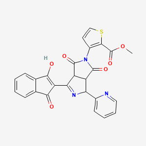 molecular formula C26H17N3O6S B2560980 methyl 3-[4-(1,3-dioxo-1,3-dihydro-2H-inden-2-yliden)-1,3-dioxo-6-(2-pyridinyl)hexahydropyrrolo[3,4-c]pyrrol-2(1H)-yl]-2-thiophenecarboxylate CAS No. 321392-09-0
