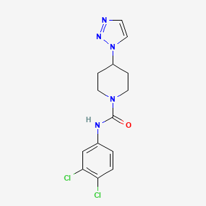 molecular formula C14H15Cl2N5O B2560982 N-(3,4-二氯苯基)-4-(1H-1,2,3-三唑-1-基)哌啶-1-甲酰胺 CAS No. 1795084-58-0