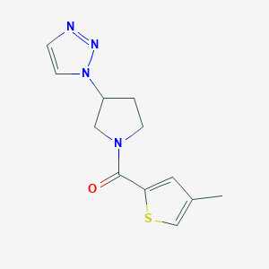 molecular formula C12H14N4OS B2560989 (3-(1H-1,2,3-triazol-1-yl)pyrrolidin-1-yl)(4-methylthiophen-2-yl)methanone CAS No. 1795444-01-7
