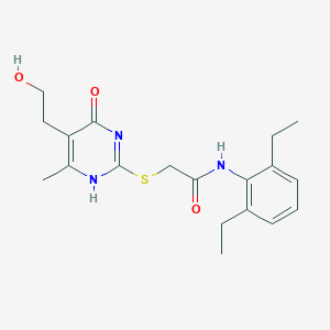N-(2,6-diethylphenyl)-2-[[5-(2-hydroxyethyl)-6-methyl-4-oxo-1H-pyrimidin-2-yl]sulfanyl]acetamide