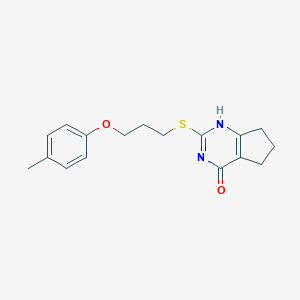 molecular formula C17H20N2O2S B256100 2-[3-(4-methylphenoxy)propylsulfanyl]-1,5,6,7-tetrahydrocyclopenta[d]pyrimidin-4-one 