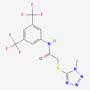 molecular formula C12H9F6N5OS B2561002 N-[3,5-bis(trifluoromethyl)phenyl]-2-[(1-methyl-1H-1,2,3,4-tetraazol-5-yl)sulfanyl]acetamide CAS No. 329778-24-7