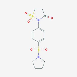 molecular formula C13H16N2O5S2 B256102 2-[4-(1-Pyrrolidinylsulfonyl)phenyl]-3-isothiazolidinone 1,1-dioxide 