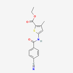 molecular formula C16H14N2O3S B2561028 Ethyl 5-(4-cyanobenzamido)-3-methylthiophene-2-carboxylate CAS No. 380451-46-7