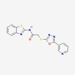 molecular formula C16H11N5O2S2 B2561033 N-(1,3-苯并噻唑-2-基)-2-{[5-(吡啶-3-基)-1,3,4-恶二唑-2-基]硫代}乙酰胺 CAS No. 892044-25-6