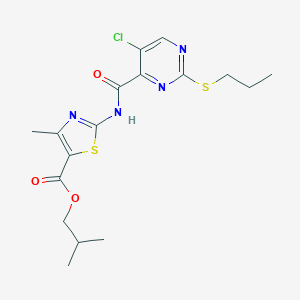 molecular formula C17H21ClN4O3S2 B256104 2-Methylpropyl 2-({[5-chloro-2-(propylsulfanyl)pyrimidin-4-yl]carbonyl}amino)-4-methyl-1,3-thiazole-5-carboxylate 