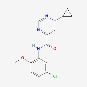 molecular formula C15H14ClN3O2 B2561040 N-(5-Chloro-2-methoxyphenyl)-6-cyclopropylpyrimidine-4-carboxamide CAS No. 2415513-63-0