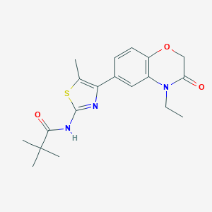 molecular formula C19H23N3O3S B256105 N-[4-(4-ethyl-3-oxo-3,4-dihydro-2H-1,4-benzoxazin-6-yl)-5-methyl-1,3-thiazol-2-yl]-2,2-dimethylpropanamide 
