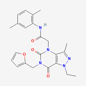 molecular formula C23H25N5O4 B2561053 N-(2,5-dimethylphenyl)-2-(1-ethyl-6-(furan-2-ylmethyl)-3-methyl-5,7-dioxo-6,7-dihydro-1H-pyrazolo[4,3-d]pyrimidin-4(5H)-yl)acetamide CAS No. 1189453-81-3