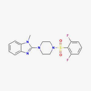 molecular formula C18H18F2N4O2S B2561058 2-(4-((2,6-difluorophenyl)sulfonyl)piperazin-1-yl)-1-methyl-1H-benzo[d]imidazole CAS No. 1235314-85-8