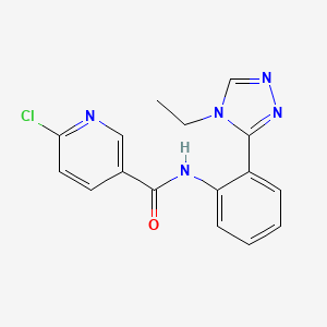 molecular formula C16H14ClN5O B2561066 6-chloro-N-[2-(4-ethyl-4H-1,2,4-triazol-3-yl)phenyl]pyridine-3-carboxamide CAS No. 1394651-34-3