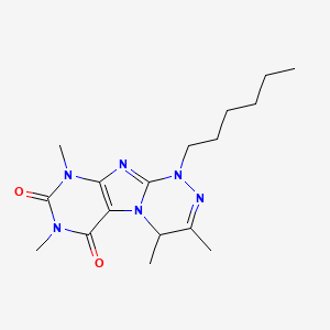 molecular formula C17H26N6O2 B2561068 1-己基-3,4,7,9-四甲基-5,7,9-三氢-4H-1,2,4-三嗪并[4,3-h]嘌呤-6,8-二酮 CAS No. 898440-78-3