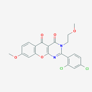 molecular formula C21H16Cl2N2O5 B2561069 2-(2,4-dichlorophenyl)-8-methoxy-3-(2-methoxyethyl)-3H-chromeno[2,3-d]pyrimidine-4,5-dione CAS No. 896835-51-1