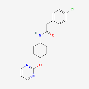 molecular formula C18H20ClN3O2 B2561072 2-(4-氯苯基)-N-((1r,4r)-4-(嘧啶-2-氧基)环己基)乙酰胺 CAS No. 2034400-52-5