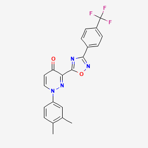 molecular formula C21H15F3N4O2 B2561074 1-(cyclopropylcarbonyl)-N-(3,4-dimethoxybenzyl)-3,3-dimethylindoline-5-sulfonamide CAS No. 1115963-58-0