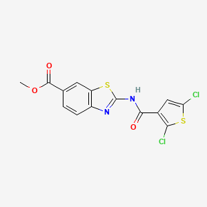 molecular formula C14H8Cl2N2O3S2 B2561075 Methyl 2-(2,5-dichlorothiophene-3-carboxamido)benzo[d]thiazole-6-carboxylate CAS No. 888409-26-5