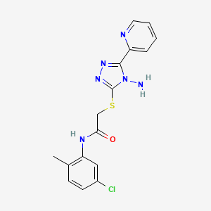 molecular formula C16H15ClN6OS B2561077 2-{[4-氨基-5-(吡啶-2-基)-4H-1,2,4-三唑-3-基]硫烷基}-N-(5-氯-2-甲苯基)乙酰胺 CAS No. 585559-42-8