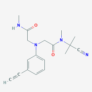 molecular formula C18H22N4O2 B2561078 N-(1-cyano-1-methylethyl)-2-[(3-ethynylphenyl)[(methylcarbamoyl)methyl]amino]-N-methylacetamide CAS No. 1252420-00-0