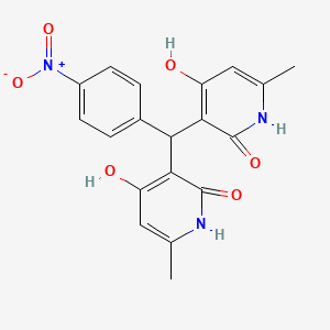 molecular formula C19H17N3O6 B2561079 3,3'-(4-硝基亚苄基)双[4-羟基-6-甲基吡啶-2(1H)-酮] CAS No. 883083-59-8