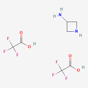 molecular formula C7H10F6N2O4 B2561091 氮杂环丁烷-3-胺；双(三氟乙酸) CAS No. 2137786-35-5