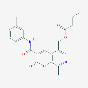 molecular formula C22H22N2O5 B2561093 (8-methyl-2-oxo-3-(m-tolylcarbamoyl)-2H-pyrano[2,3-c]pyridin-5-yl)methyl butyrate CAS No. 951517-49-0
