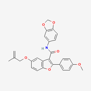 molecular formula C27H23NO6 B2561100 N-(1,3-benzodioxol-5-yl)-2-(4-methoxyphenyl)-5-[(2-methylprop-2-en-1-yl)oxy]-1-benzofuran-3-carboxamide CAS No. 929390-23-8