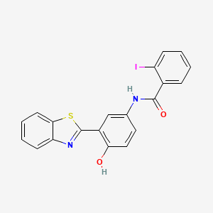 molecular formula C20H13IN2O2S B2561102 N-[3-(1,3-ベンゾチアゾール-2-イル)-4-ヒドロキシフェニル]-2-ヨードベンゾアミド CAS No. 292051-19-5