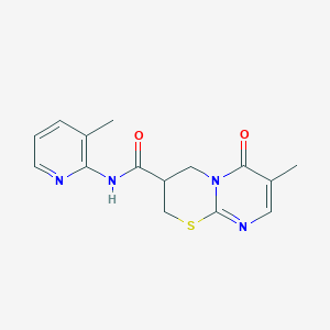 molecular formula C15H16N4O2S B2561103 7-methyl-N-(3-methylpyridin-2-yl)-6-oxo-2,3,4,6-tetrahydropyrimido[2,1-b][1,3]thiazine-3-carboxamide CAS No. 1396635-68-9