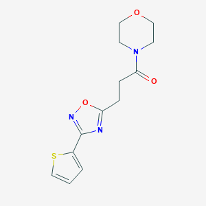 molecular formula C13H15N3O3S B256111 4-{3-[3-(2-Thienyl)-1,2,4-oxadiazol-5-yl]propanoyl}morpholine 