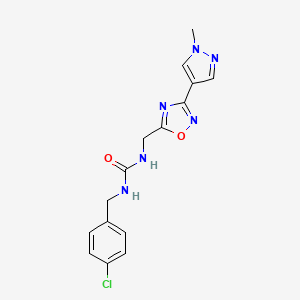 molecular formula C15H15ClN6O2 B2561114 1-(4-氯苄基)-3-((3-(1-甲基-1H-吡唑-4-基)-1,2,4-恶二唑-5-基)甲基)脲 CAS No. 2034534-30-8