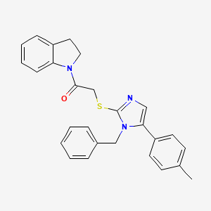 molecular formula C27H25N3OS B2561127 2-((1-benzyl-5-(p-tolyl)-1H-imidazol-2-yl)thio)-1-(indolin-1-yl)ethanone CAS No. 1207022-76-1