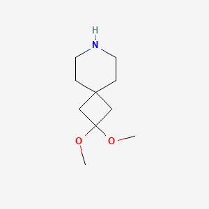 molecular formula C10H19NO2 B2561133 2,2-Dimethoxy-7-azaspiro[3.5]nonane CAS No. 1638920-37-2