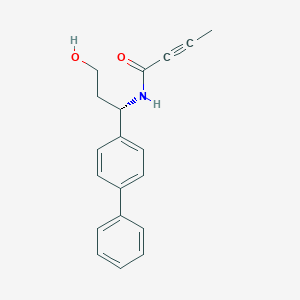 molecular formula C19H19NO2 B2561152 N-[(1S)-3-Hydroxy-1-(4-phenylphenyl)propyl]but-2-ynamide CAS No. 2411178-08-8