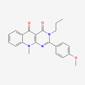 molecular formula C22H21N3O3 B2561155 2-(4-methoxyphenyl)-10-methyl-3-propylpyrimido[4,5-b]quinoline-4,5(3H,10H)-dione CAS No. 883961-20-4