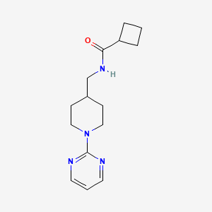 molecular formula C15H22N4O B2561160 N-((1-(pyrimidin-2-yl)piperidin-4-yl)methyl)cyclobutanecarboxamide CAS No. 1235656-78-6
