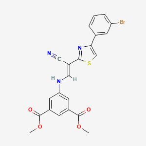 molecular formula C22H16BrN3O4S B2561166 (E)-dimethyl 5-((2-(4-(3-bromophenyl)thiazol-2-yl)-2-cyanovinyl)amino)isophthalate CAS No. 799769-86-1