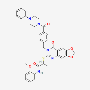 N-(2-methoxyphenyl)-2-((8-oxo-7-(4-(4-phenylpiperazine-1-carbonyl)benzyl)-7,8-dihydro-[1,3]dioxolo[4,5-g]quinazolin-6-yl)thio)butanamide