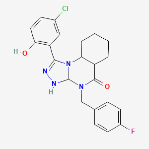 molecular formula C22H14ClFN4O2 B2561179 1-(5-chloro-2-hydroxyphenyl)-4-[(4-fluorophenyl)methyl]-4H,5H-[1,2,4]triazolo[4,3-a]quinazolin-5-one CAS No. 902890-71-5