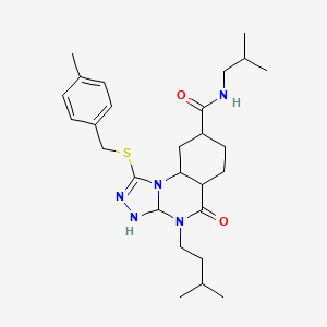 molecular formula C27H33N5O2S B2561182 4-(3-methylbutyl)-1-{[(4-methylphenyl)methyl]sulfanyl}-N-(2-methylpropyl)-5-oxo-4H,5H-[1,2,4]triazolo[4,3-a]quinazoline-8-carboxamide CAS No. 2034302-72-0