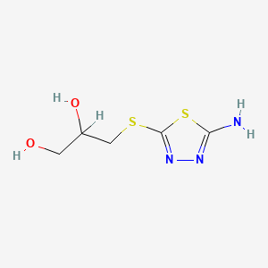 molecular formula C5H9N3O2S2 B2561191 2-(5-氨基-[1,3,4]噻二唑-2-基硫代)-丙烷-1,2-二醇 CAS No. 878617-89-1